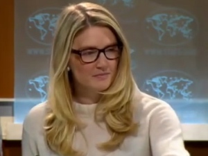Marie Harf in the Briefing Room. 