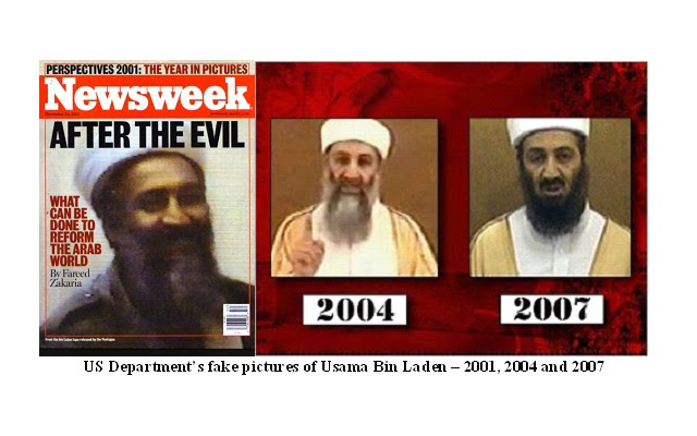 There were bin laden fakes-plural employed after 2001, these appear to be three different fake bin Ladens from What Really Happened.