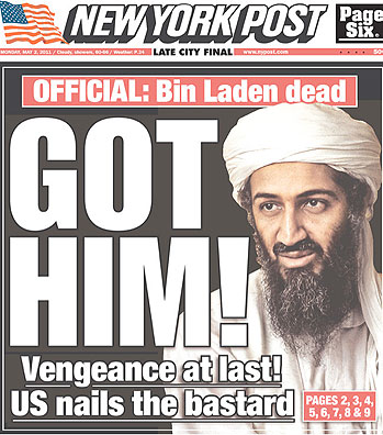 The controlled media report the faux second death of Osama bin Laden.