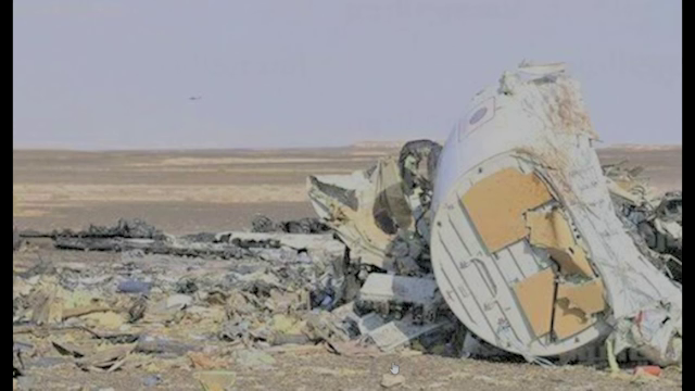 Debris of Metrojet Flight 7K9268 on the ground in Sinai, Egypt, October 31st, 2015.