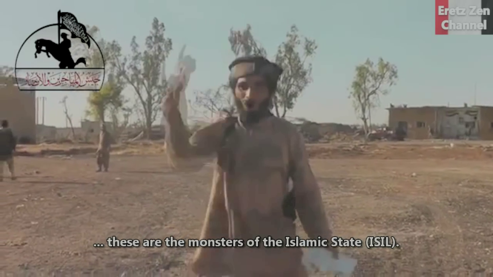 The monster in action. Abu Jandal rants at the Menagh Airbase in August 2013. 
