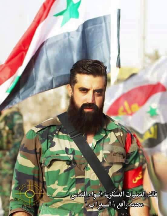 The commander of the Syrian Palestinian loyalist militia Liwa al Quds, a falen hero in the operation to liberate Aleppo this week. 