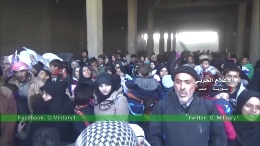 a large crowd of liberated eastern Aleppo civilians flee into the safety of the Government controlled areas and wait for assistance. Their actions destroy five years of carefully orchestrated media lies in an instant. 
